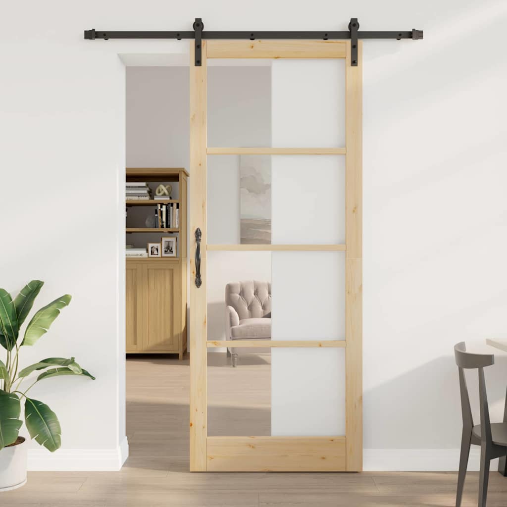 ORKDAL Sliding Door Natural and Black 93 x 232 cm