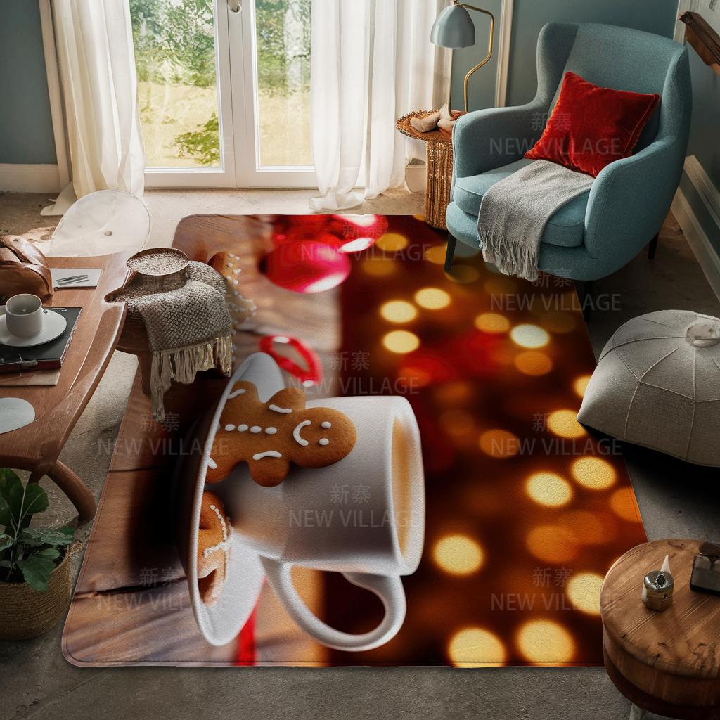 House Entrance Carpet Home Door Mat Living Room Bath Foot Bathroom Non-slip Water Absorption Rugs Bath Merry Christmas Winter