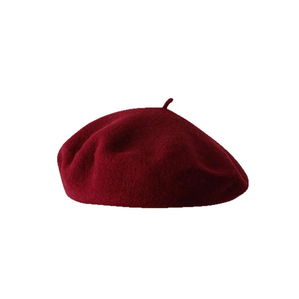 Women's Retro Wool Beret: Versatile Autumn & Winter Felt Hat In Solid Color, Korean Painter Style.