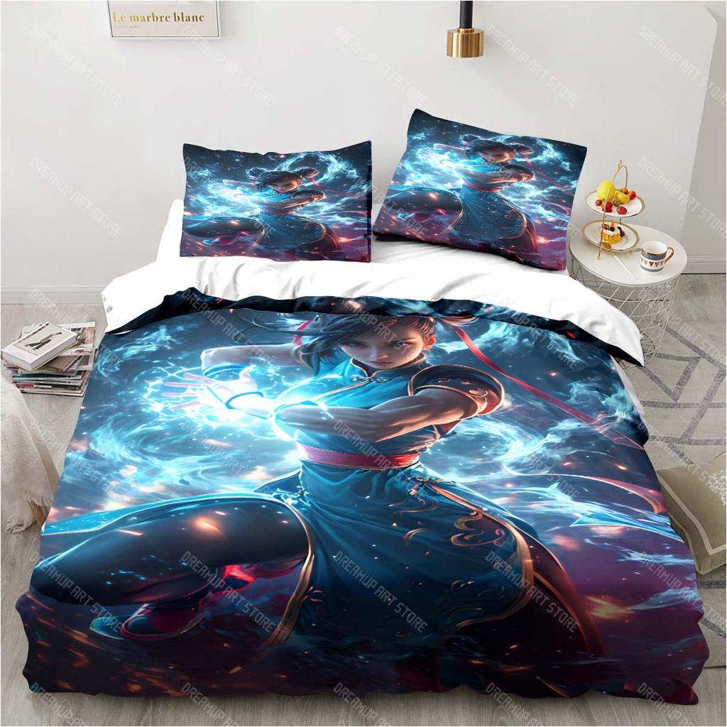 3D Street Fighter Retro Game Bedding Pillowcase Quilt Cover Single Piece Bedding Three-piece Set Single and Double Bedspread