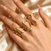 Elegant Summer 3-Piece Stainless Steel Geometric Hollow Women's Ring Set