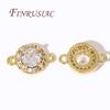 18K Gold Plated Round Charms Connector For Jewelry,Luxury Zircon Crystal Pendant Charm For Earrings Making DIY Accessories