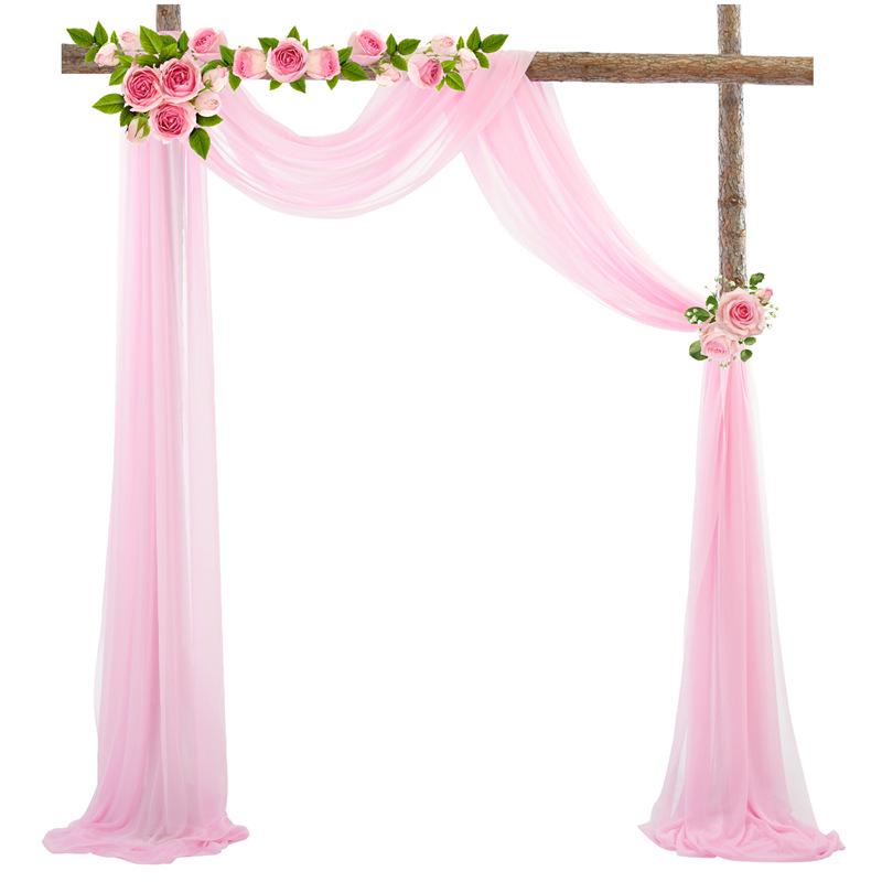Forest Style Wedding Arch Decoration: Outdoor Lawn Chiffon Gauze Curtains