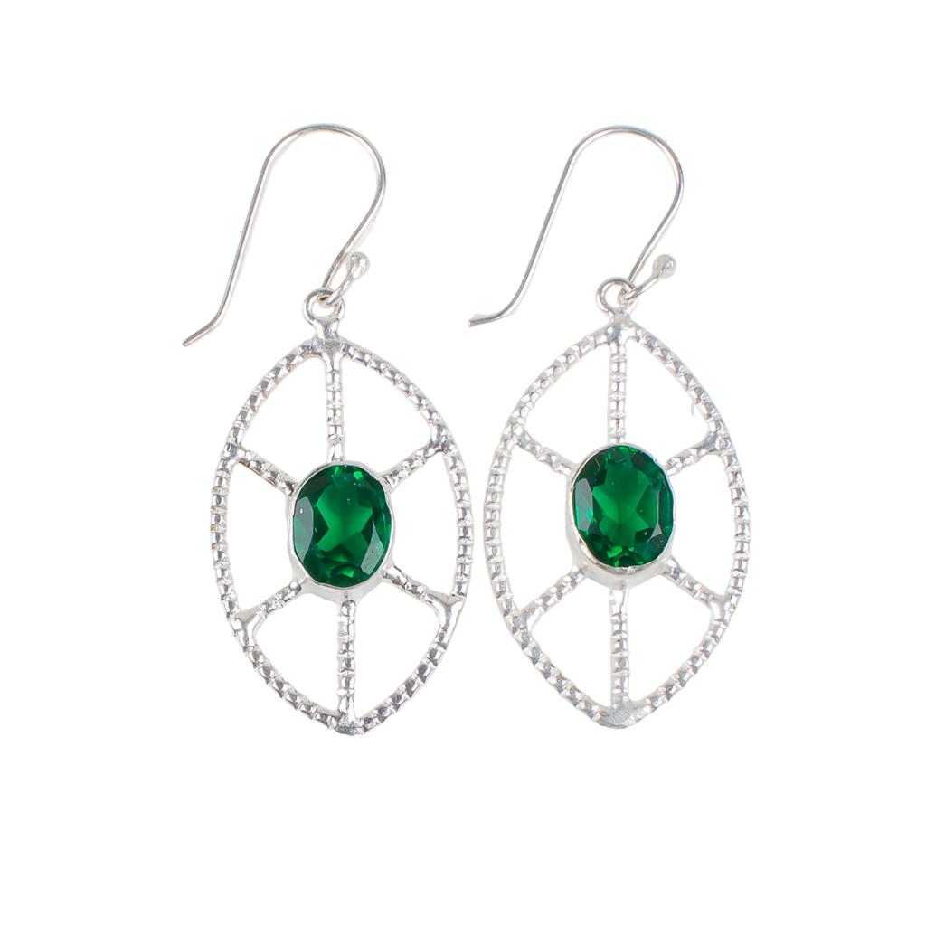 Chrome Diopside Gemstone 925 Sterling Silver Jewelry Handcrafted Earrings 2.00" EE-48-3