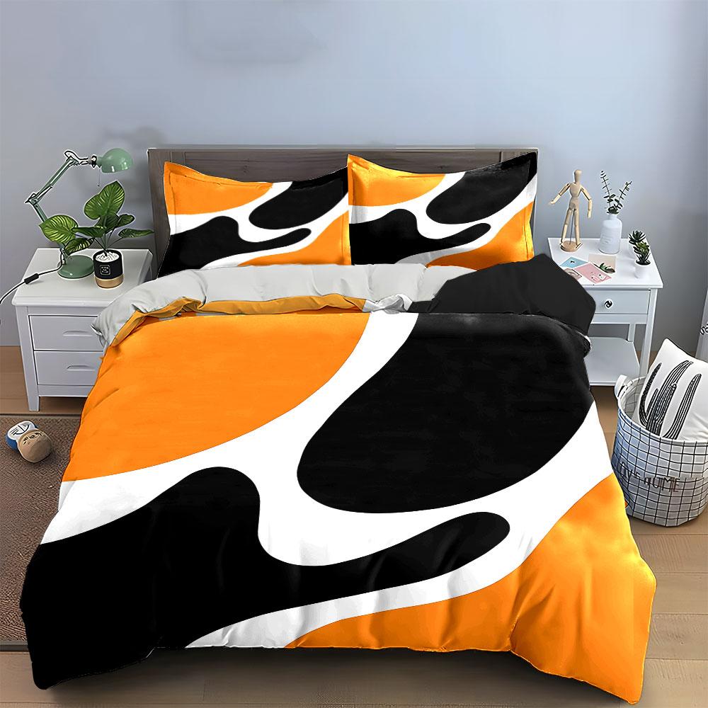 Orange and Black Abstract Bedding Bedding Duvet Cover Set Duvet Cover Pillowcases (1 * Duvet Cover 2 * Pillowcases, Without Duvet Insert)