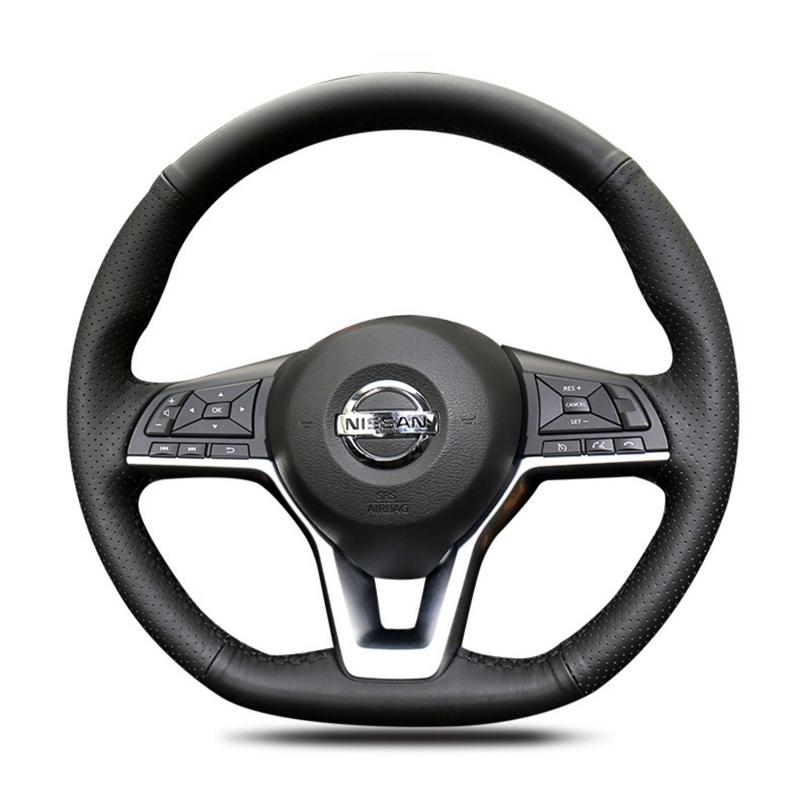 Black Artificial leather Car Steering Wheel Cover For Nissan Leaf 2018 Rogue (Sport) 2017- X-Trail 2017- Qashqai 2018