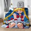 Cute Girl 3D Cartoon S-Sailor Moons Kawaii Flannel Blanket Soft Throw Blanket Art For Home Decor Bedroom Bed Sofa Picnic Gifts