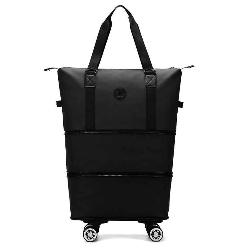Large Capacity Double-layer Expansion Hand-held Travel Bag with Wheels, Wet and Dry Separation Storage, Luggage Bag Can Be Put On the Tie Rod.