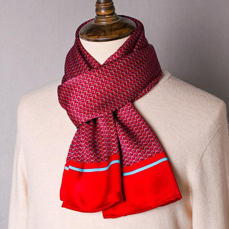 Black Mulberry Silk Men'S Scarf Imitation Silk Silk Scarf Plaid Men'S Middle-Aged And Old Scarf Spring, Autumn And Winter Thin