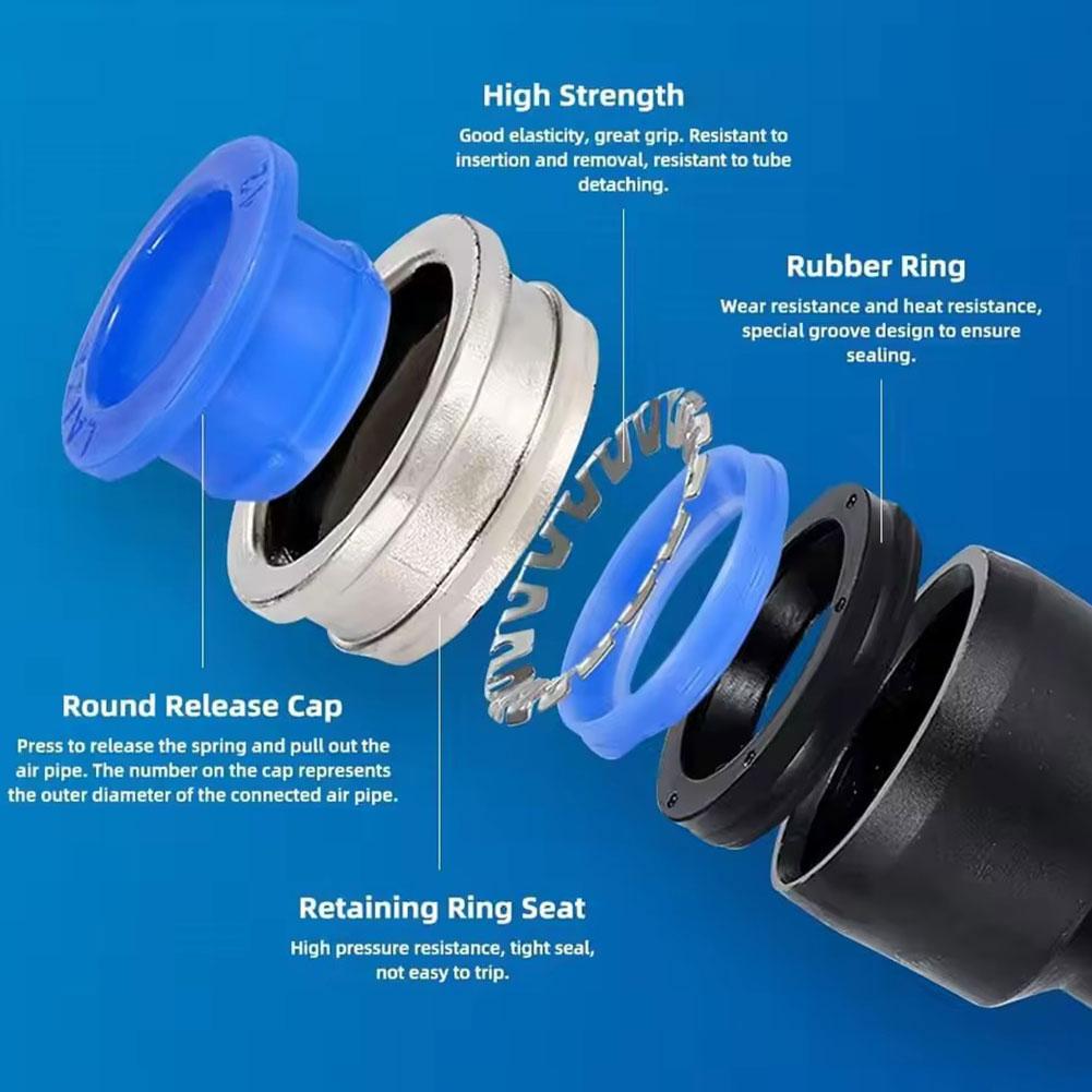 40Pcs/60pcs 1Box 1/4" OD PU/PY/PE/PL Kit Pneumatic Air Fittings Hose Connector Quick Release Connector