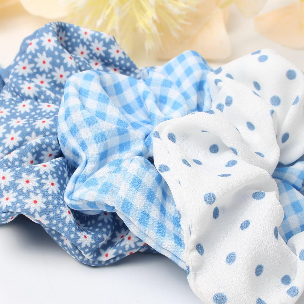 5Pack Hair Scrunchies Set Fashion Simple Basic Elastic Hair Bands Ponytail Holder Dot Stripe Scrunchie Hair Tie For Girl Women