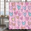 1Pc Pastel Graffiti Heart Pattern Shower Curtain, Polyester Fabric, Machine Washable, Suitable For Bathroom Decoration.