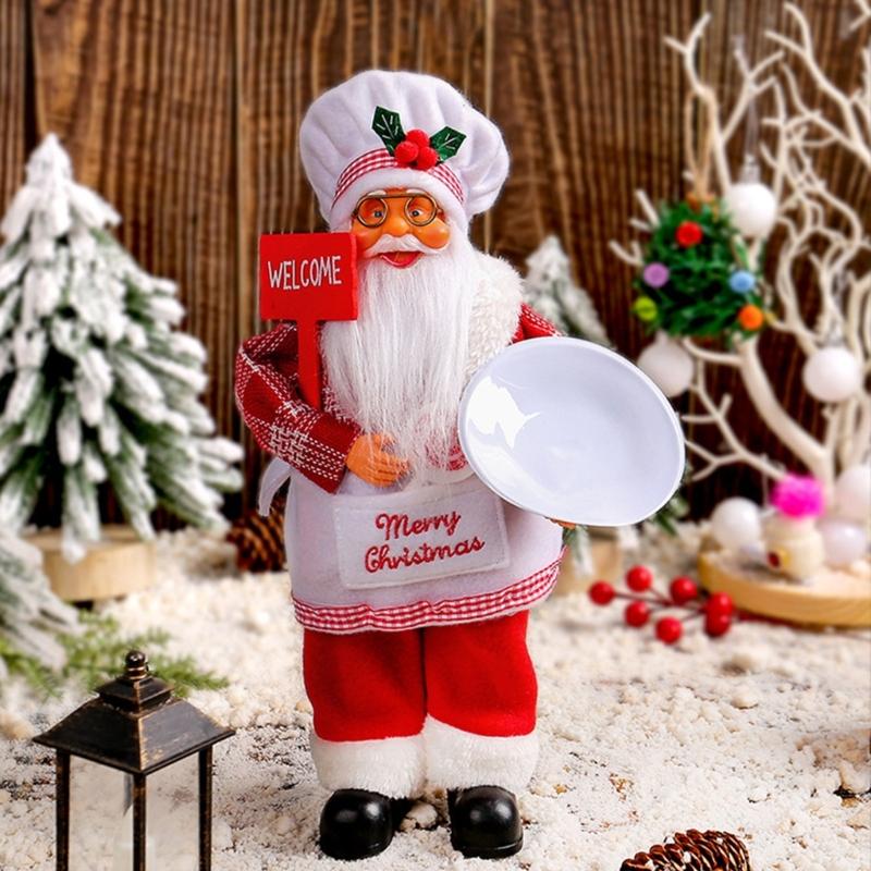 Multipurpose Holiday Ornament with Stylish Santa Doll Vibranting Fabric Christmas Collectible Figurines Daily Use