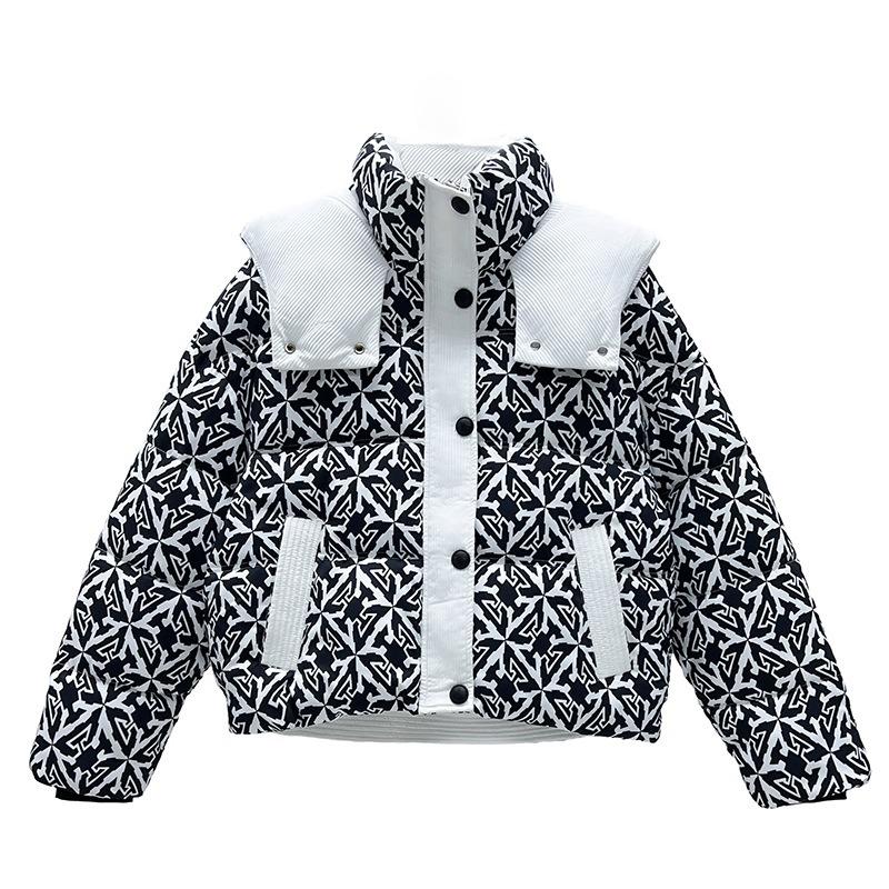 Winter new down cotton-padded clothes women's short small thickened loose cotton-padded clothes fashion printed cotton-padded jacket
