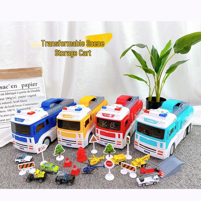 Educational Transforming Double-Decker Bus: Multi-Functional Inertial Sliding Toy with Lights for Children's Adventure Play