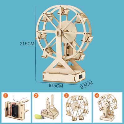 Wooden Diy Three-dimensional Electric Ferris Wheel Puzzle Children's Educational Toys 3d Model Crafts Gifts Ornaments P286