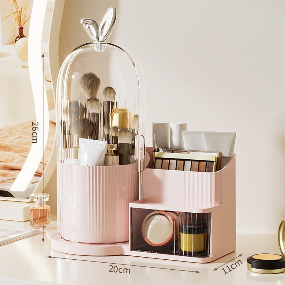 PP Makeup Brushes Storage Box Multi-compartment 360° Rotating Drawer Storage Organizer Large-capacity Dustproof