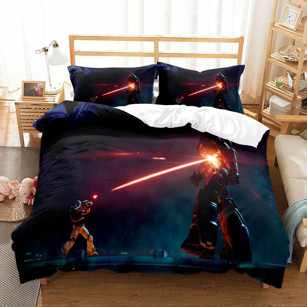 Comfortable Anime Print Bedding Set With Duvet Cover And Pillowcases King Queen Twin Sizes For All Ages