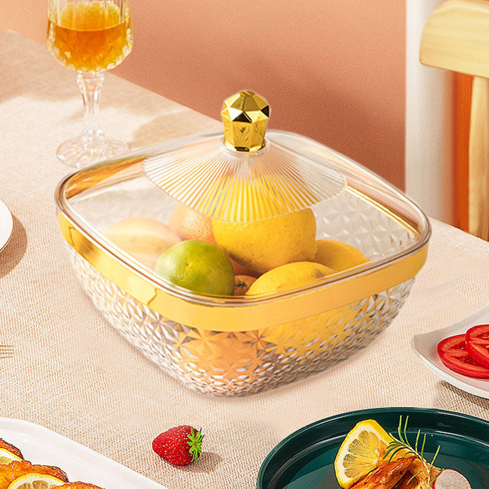 

Фруктовница с крышкой и держателем для овощей, прозрачная, креативная корзина для столовой Square S