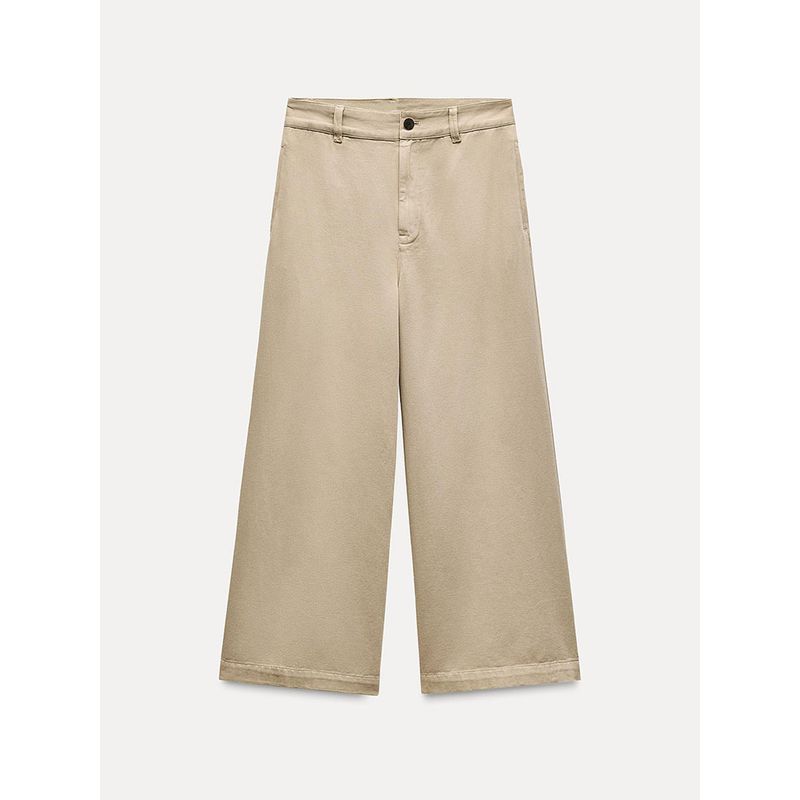 

Za2024 Autumn New Women clothes Sleeveless Vest Vest 8869337 Wide Leg Casual Trousers 8878337 Khaki pants L