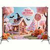 Halloween Wall Art Decor AI Spooky Pumpkin Candy House Gothic Cemetery Poster Horror Fantasy Room Decor Mystery Festive Holiday Background Painting