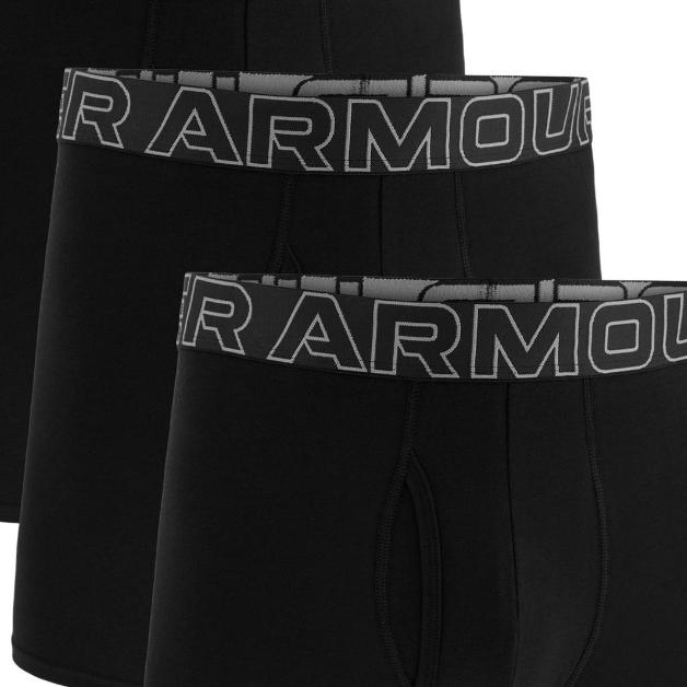 Under Armour Elastic Letter Logo Slim Fit Boxer Briefs 3 Pack Men underwear Black 1387425-001