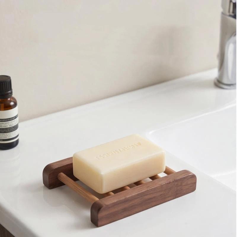 Eco Natural Wood Soap Holder Drain Design Prevent Mildew Soap Tray for Bathroom Counter Shower Housewarming Gift Idea