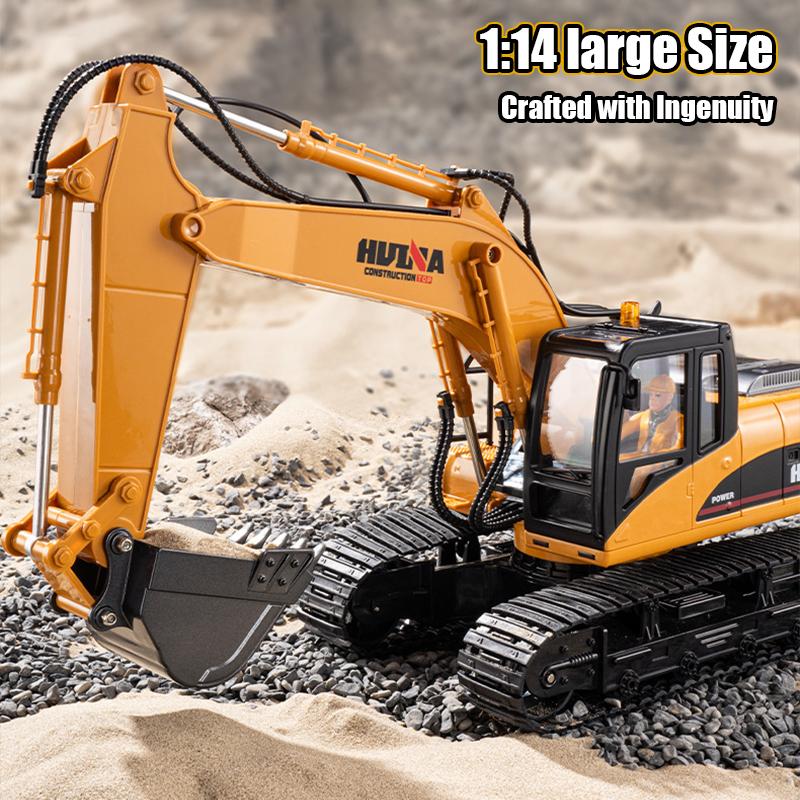 Huina 1535 1/14 RC Excavator Remote Control Truck with Lights Crawler Tractor Model Engineering Car Toys for Boys Christmas Gift