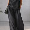 2-teilige Outfits für Damen Sommer One-Shoulder Ärmelloses Oberteil und Weitbeinige Hose Passendes Lounge-Set mit Taschen