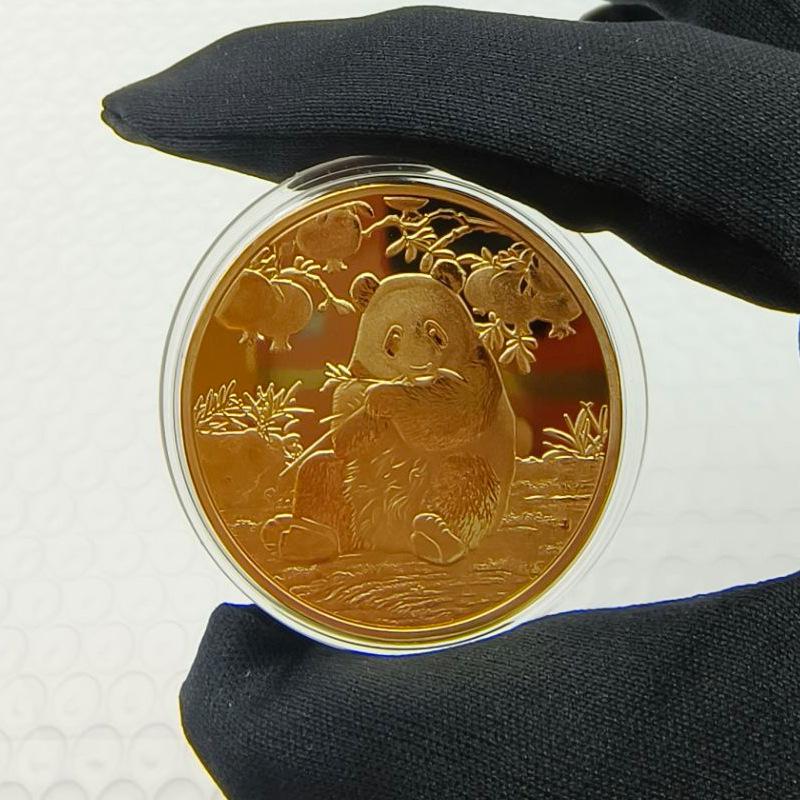 Panda Coins, Gold-plated and Silver Plated, Commemorative Medals, Metal Crafts, Panda Commemorative Medals, Small Gifts