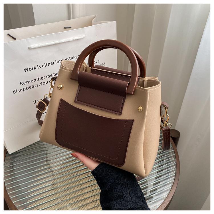 Женская квадратная сумка кроссбоди и на плечо с цветными блоками 2025 хаки