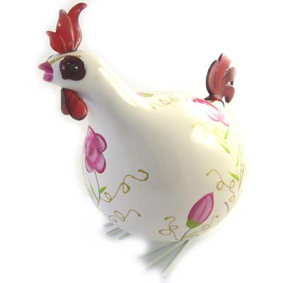[M9052] - Pink Ivory 'Coq Cocorico' Figurine - 30 Cm