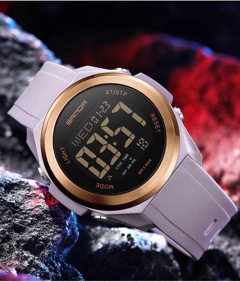 Sanda Unisex Student Party Watch: Colorful Lights, Multi-functional, Waterproof Sports Electronic Watch