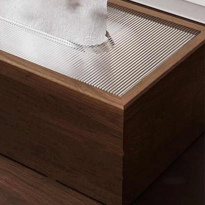 Chinese Walnut Grain Wooden Tissue Box Simple Living Room Office Desktop Paper Box Hotel Tissue Storage Box