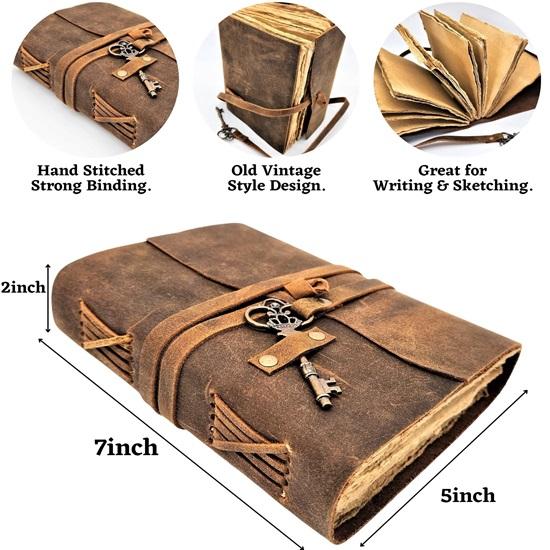 

17,78 см кожаный блокнот ручной работы 200 страниц кожаный переплет журнал для рисования скетчбук