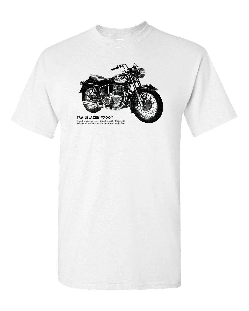 Motorcycle Tee T Shirt White 100% Cotton Vtg Art Retro Trailblazer 500 2XL