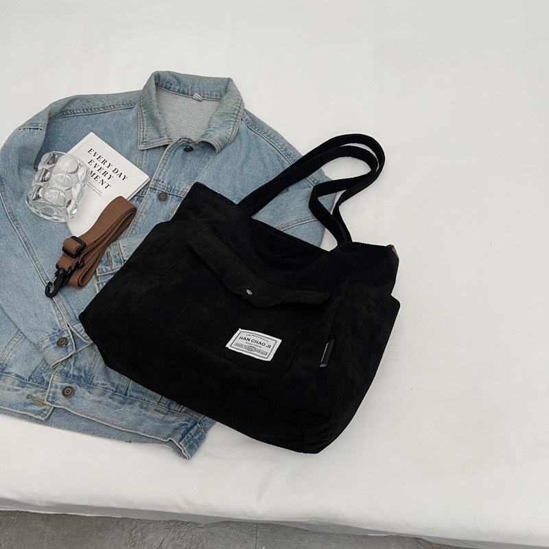 

Жіноча сумка великої місткості Вельветова сумка через плече Студентська сумка чорний