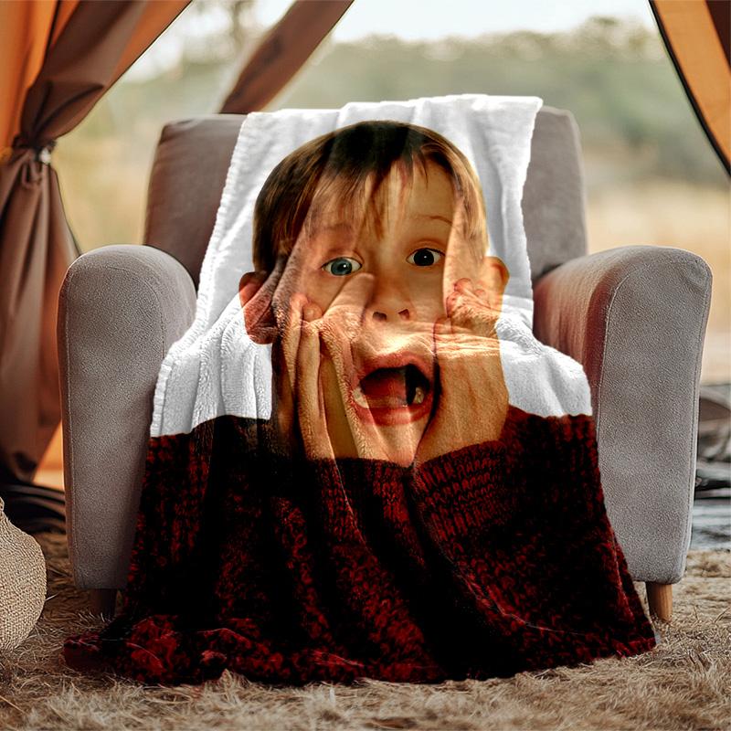 Home Alone Flannel Blanket Soft Warm All-Season Throw, Design for Camping, Car Travel, Hiking Sofa, Bed, Office Perfect Gift for Parties