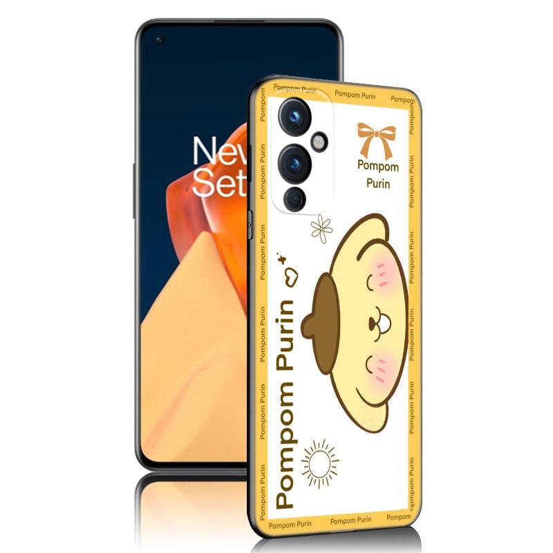 Cute Sanrio Pompompurin Black Silicone Phone Case For OnePlus 9 10 11 12 ACE 2V Pro 9RT 10T 10R Nord CE 2 3 Lite N10 N20 N30 5G