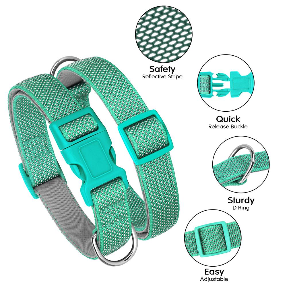 Reflektierendes Hundehalsband für Haustiere, strapazierfähiges Hundehalsband aus Nylon, verstellbare Welpenhalsbänder für kleine und große Mopshunde, Sicherheit bei Nacht
