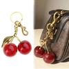 Fashionable Cherry Key Rings Stylish Cherry Bag Ornament Keychain Crystal Alloy Versatile Key Rings Accessory