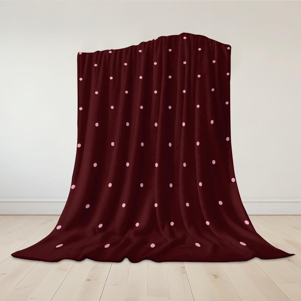 Burgundy Polka Dots Flannel Blanket Warm Soft Halloween Christmas Couch Warm Cozy Decorative Decor Gift for All Season