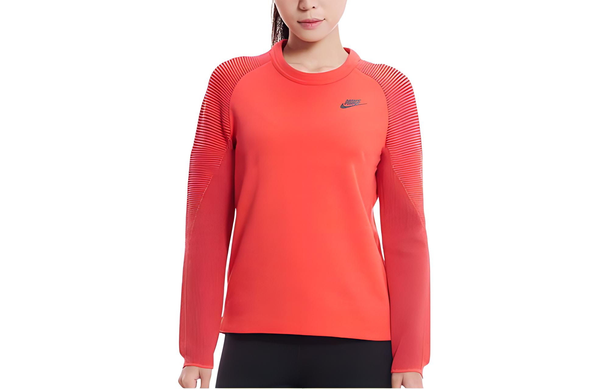Nike Sweatshirts Women s Red Crew Neck Moderate Regular 809538-850 L
