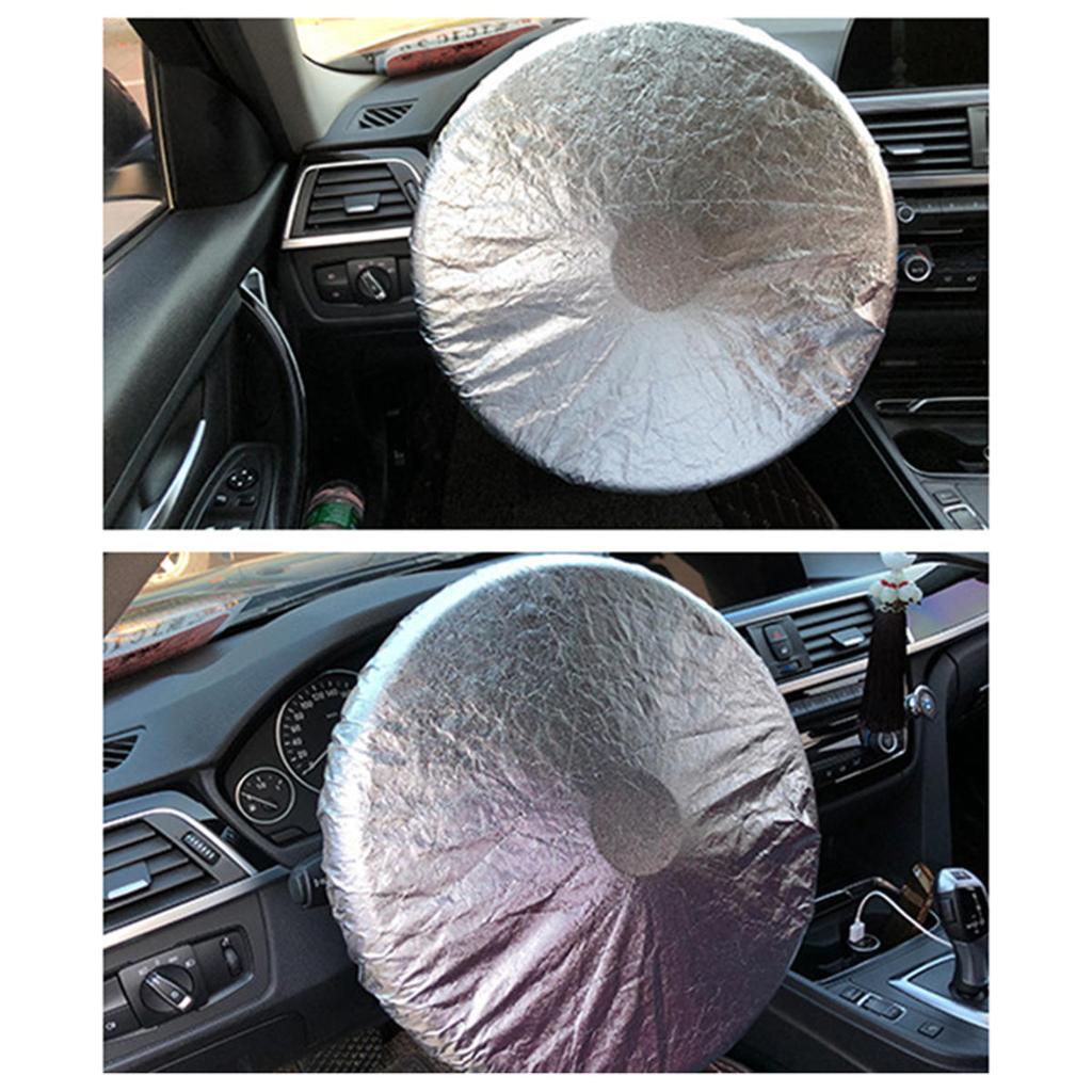 Car Steering Wheel Sun Block Silver Coated Cloth Sun Shade Cover Auto Steering Wheel Sheath Sunscreen Insulation Accessories