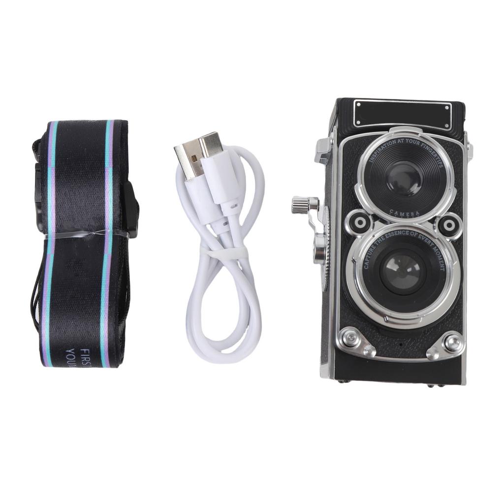 Vintage Miniature Digital Camera Portable TLR Style 1080P FHD Video 12MP Autofocus Video Vlogging Camera Black 128GB