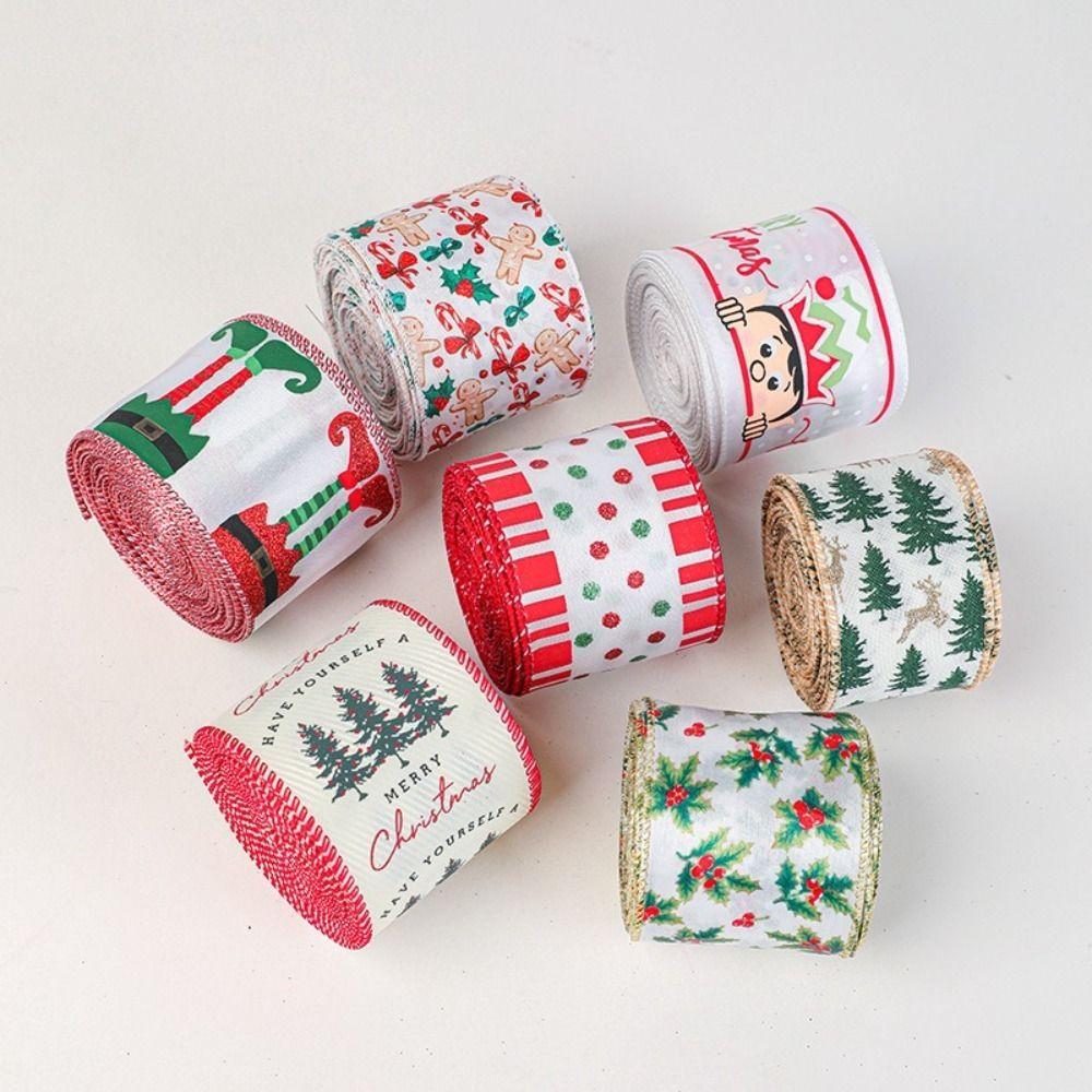 2M Christmas Tree Ribbon Xmas Gift Burlap Ribbon New Fabric Swirl Ribbon