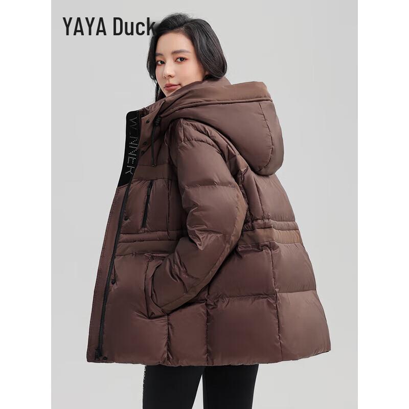 YAYA Women's Hooded Cinch-Waist Thick Warm Down Jacket