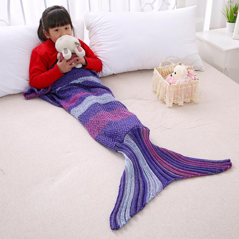 Girls' Mermaid Sleeping Bag Soft Adjustable Kids Blanket with Fish Tail Costume Photography Indoor Camping Air Conditioning Blanket