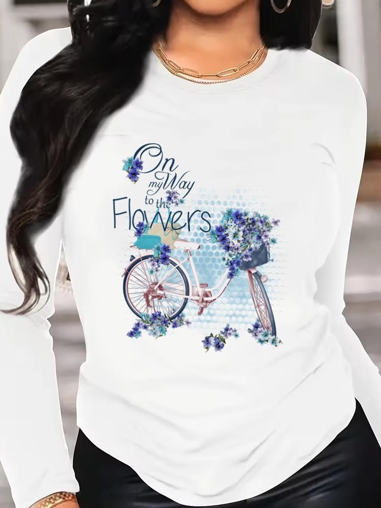 (Asian Size) Love Heart Style Printed Female Clothing Women Tee Lady T Shirt Casual Fashion Top Long Sleeve Graphic T-shirts