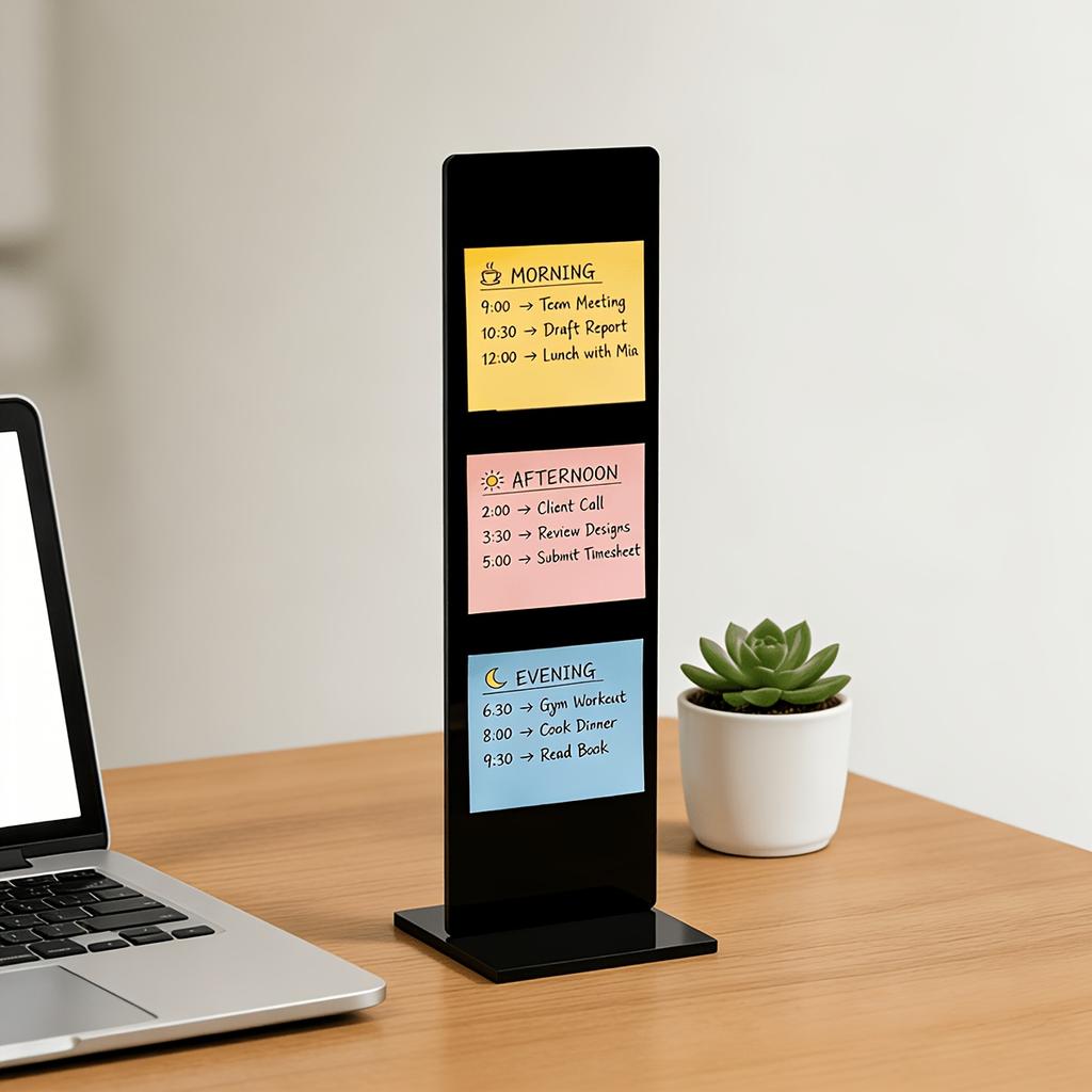 Detachable Transparent Acrylic Memo Board Desktop Screen Holder Office Adhesive Message Display Stand Study Working Daily Use